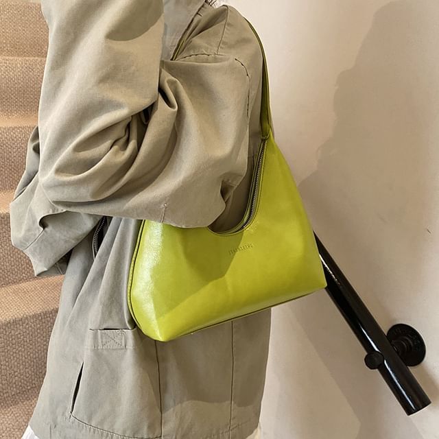 Mulgam-Plain Faux Leather Shoulder Bag
