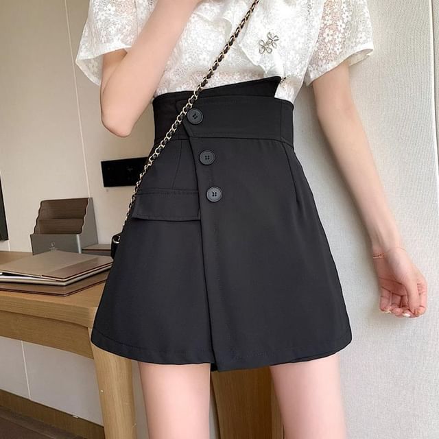 Sisyphi-High Waist Plain Mini A-Line Skort