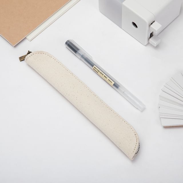 Melois-Plain Canvas Pencil Case