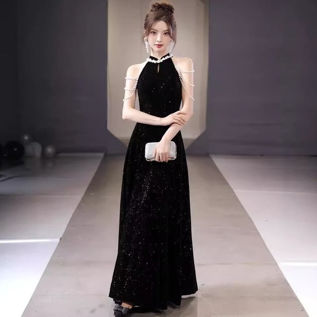 MSSBridal - Sleeveless Mandarin Collar Beaded A-Line Evening Gown | YesStyle MSSBridal - Sleeveless Mandarin Collar Beaded A-Line Evening Gown | YesStyle