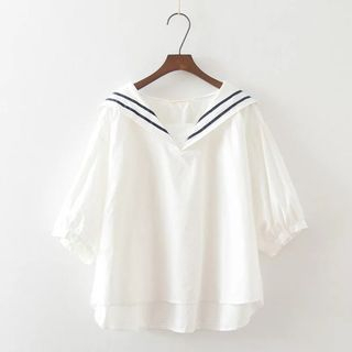 Sailor Collar Short-Sleeve Top