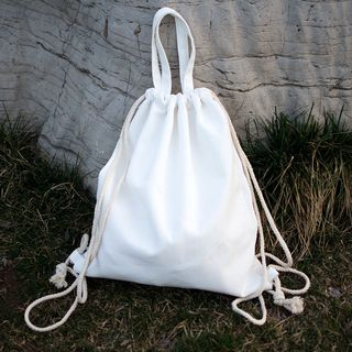 plain white canvas backpack