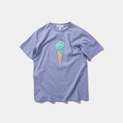 Zumford - Short-Sleeve Ice Cream Print T-Shirt