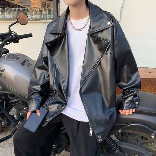 Men Black Leather Jacket - Black Plain Leather Jacket in USA