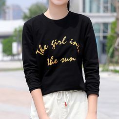 YICON - Lettering Long-Sleeve T-Shirt