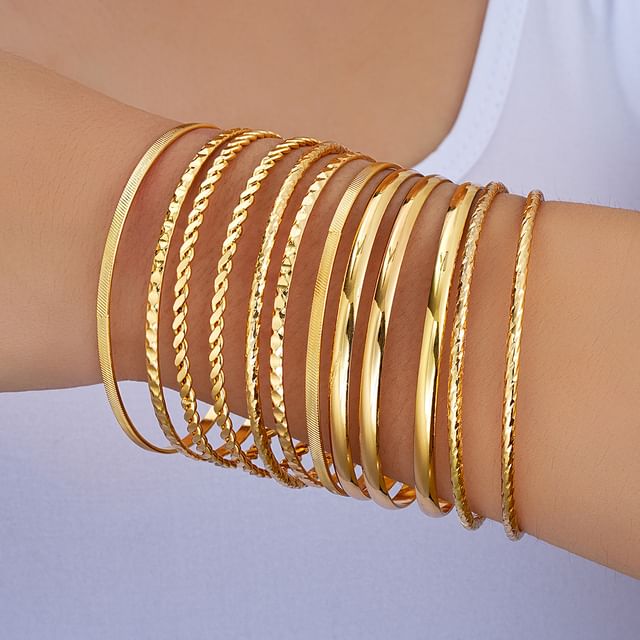kiqwin-Set of 12 Plain Bangle