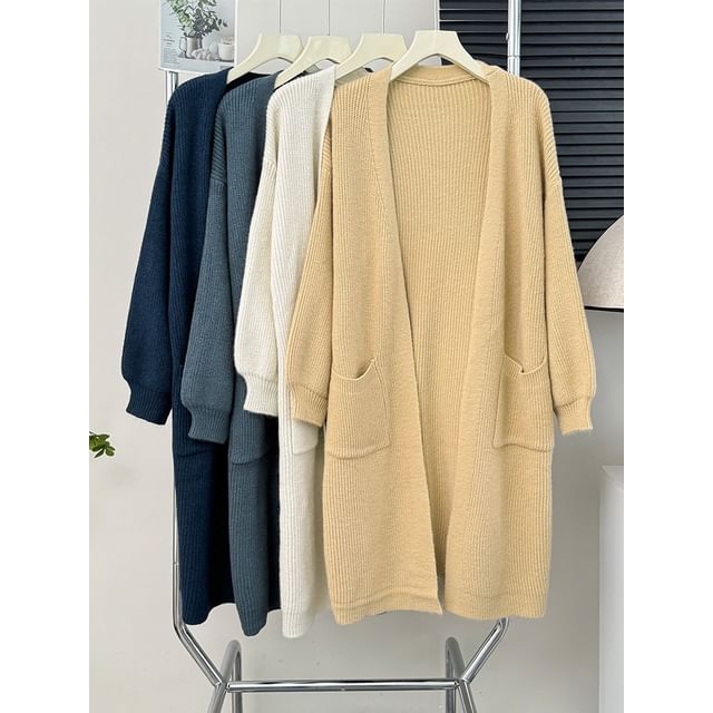 Lemongrass-Open-Front Long Cardigan