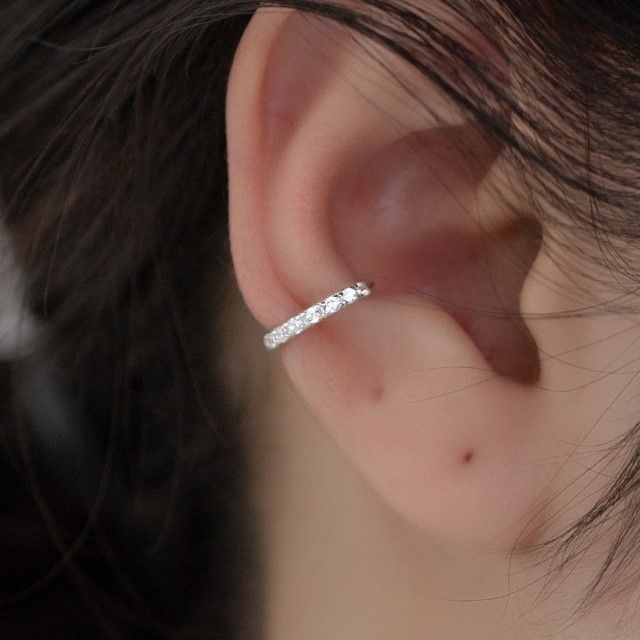 A-ROCH-Rhinestone Sterling Silver Cuff Earring