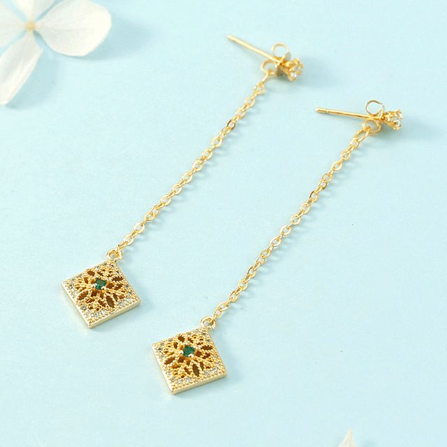 Forainer-Rhinestone Square Drop Earring-One Size