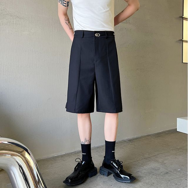 midnight blue dress Men's 100% Linen Flat Front Casual Dress Shorts L / NATURAL main image 0
