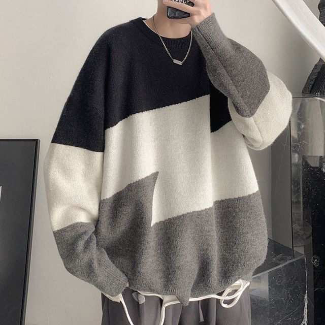 Nightbell-Color Panel Sweater