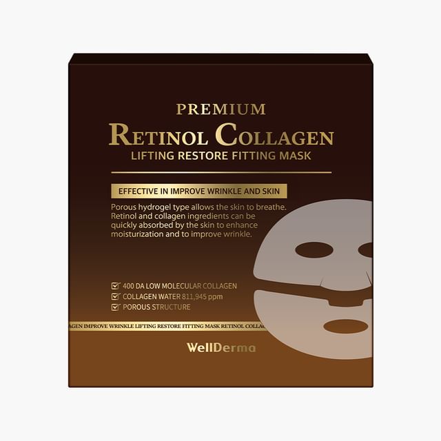 WellDerma-Premium Retinol Collagen Lifting Restore Fitting Mask Set - Set de masques lifting au rétinol et collagène anti-âge