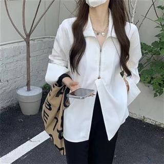 Everose-Plain Zipped Shirt