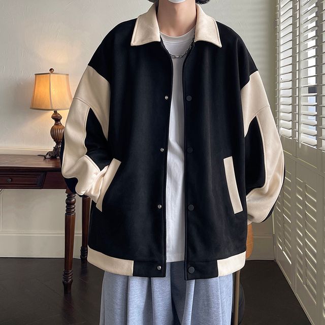 Newise - Two Tone Oversized Baseball Jacket | YesStyle