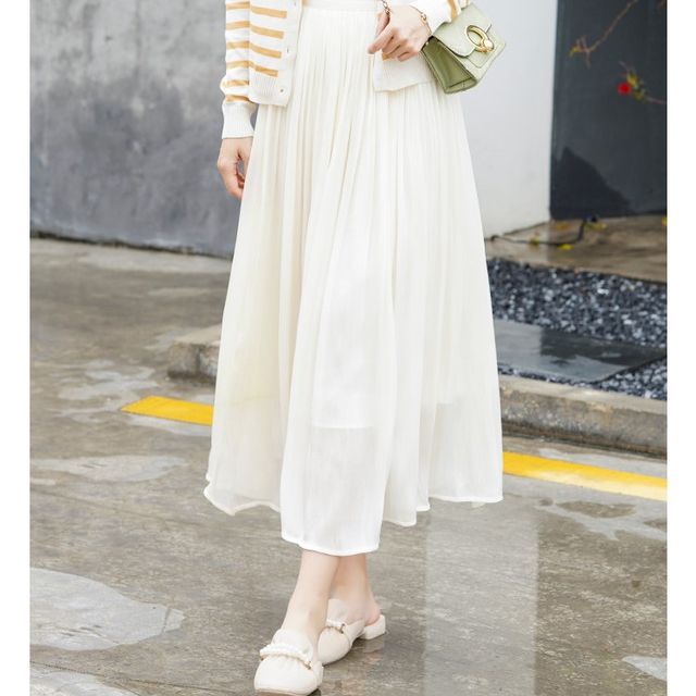 Gaius High Waist Plain Midi Skirt YesStyle