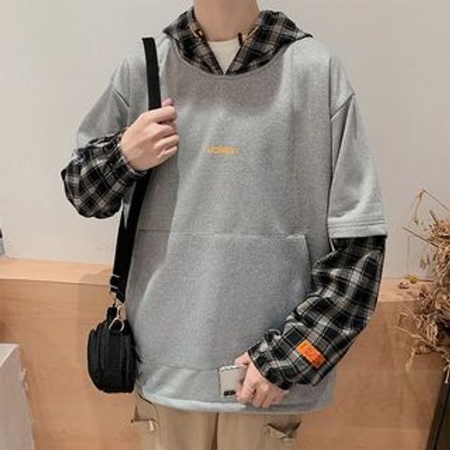 Macho - Plaid Panel Hoodie | YesStyle