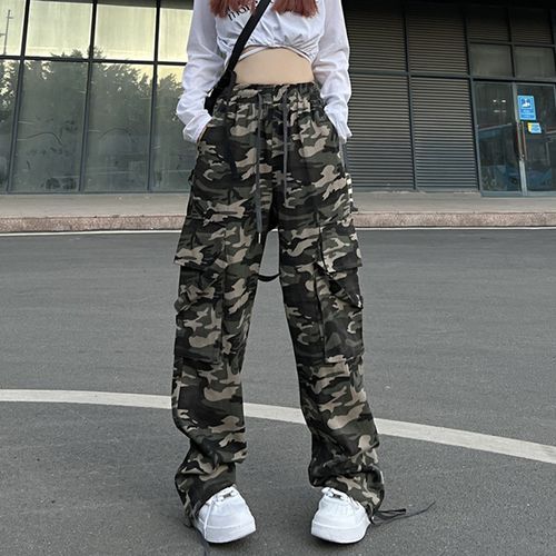 High-Waist Loose-Fit Cargo Wide Leg Jeans