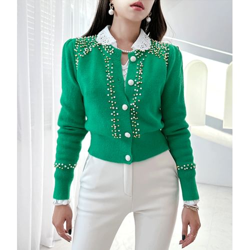 Embellished Crop Cardigan