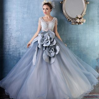 Coeur Wedding - Embellished Short Sleeve Ball Gown | YesStyle