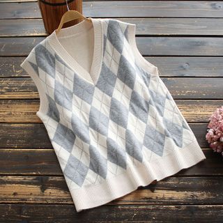 argyle print vest