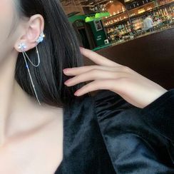 DREN - Rhinestone Flower Chained Earring DREN - Rhinestone Flower Chained Earring