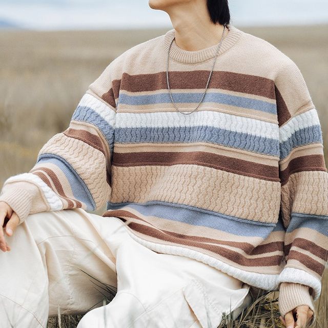 Really Point-Crew Neck Striped Sweater