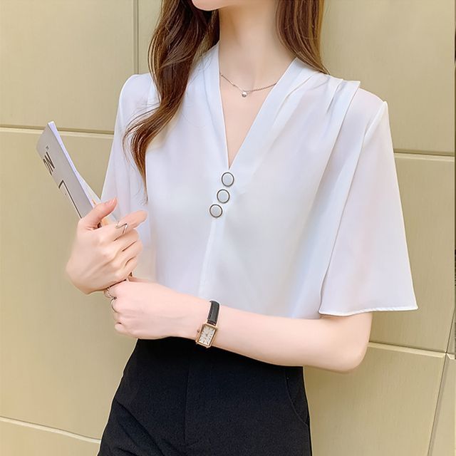 v neck chiffon blouse
