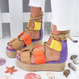 platform color block sandals