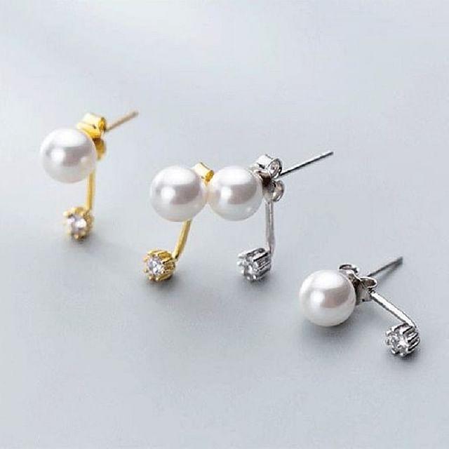 A-ROCH-925 Sterling Silver Pearl Drop Earrings