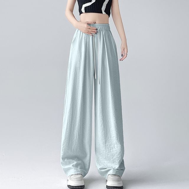 Acoustic Rain-Drawstring Waist Plain Baggy Pants