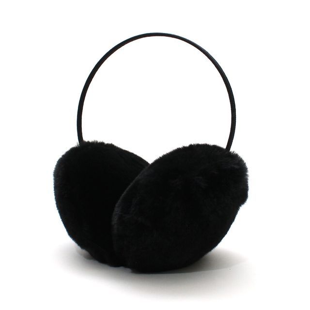 polkapolka polka polka Faux Fur Ear Muffs (Black) YesStyle