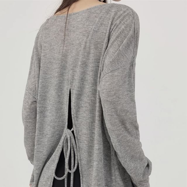 Ukiyo-Plain Slit Back Open Front Top