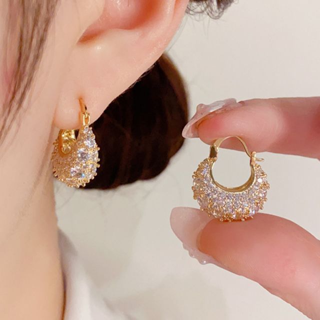 Chimerro-Rhinestone Alloy Hoop Earring