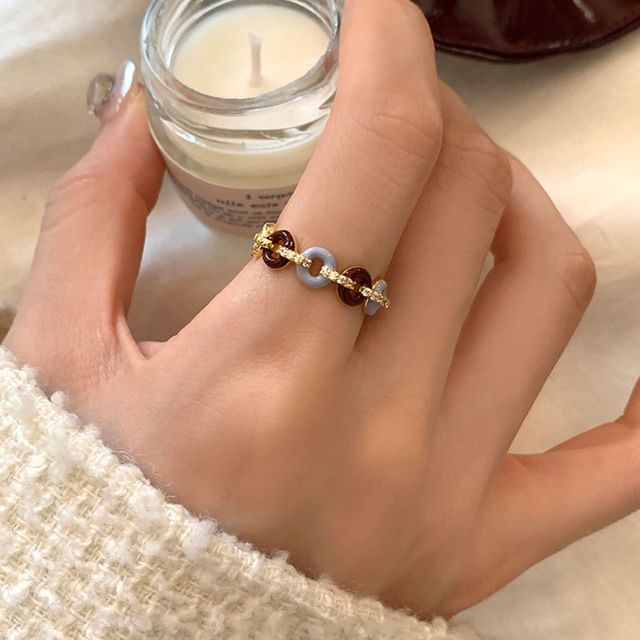 Panda Dama-Enamel Rhinestone Open Ring