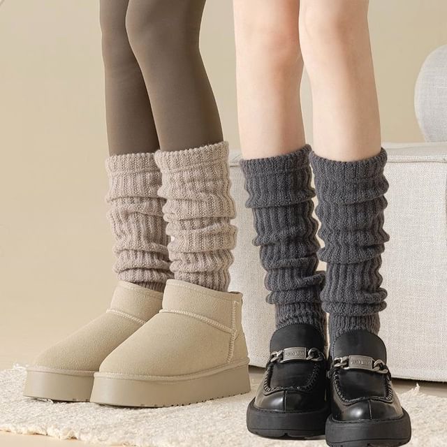 Lychee-Ribbed Knit Leg Warmers