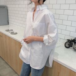 KAKAGA - Long Sleeve Plain Shirt KAKAGA - Long Sleeve Plain Shirt