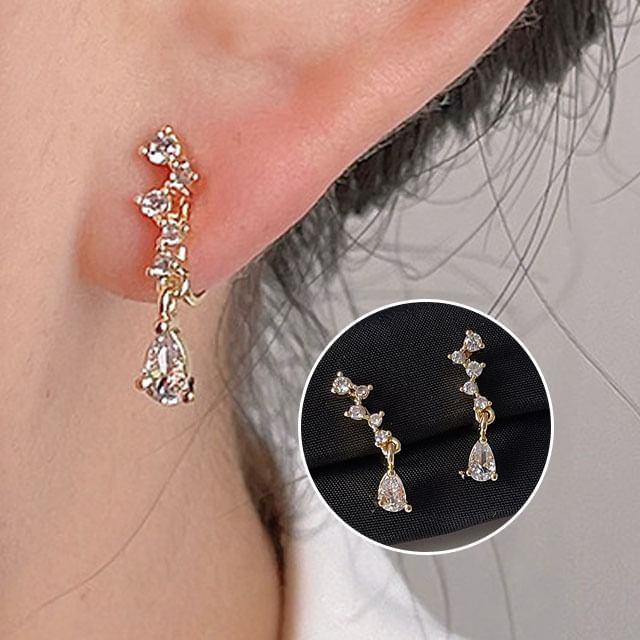 Chimerro-Rhinestone Drop Clip-On Earring