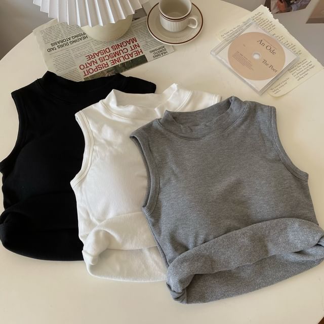 KUMI-Mit Fleece gefüttertes Tanktop mit Stehkragen
