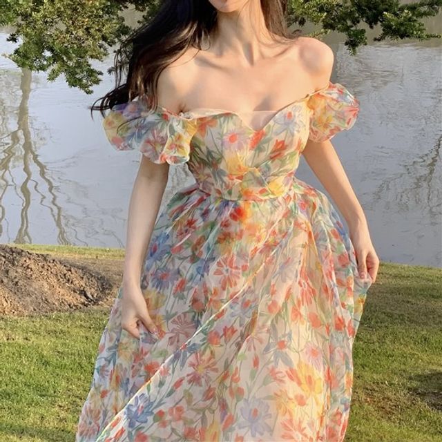 knee length dresses for ladies Alannah Off-Shoulder Floral Midi Dress