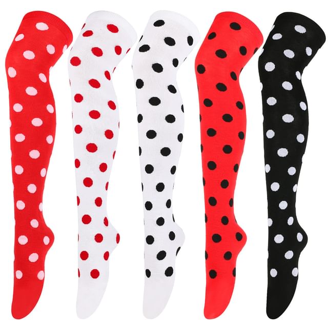 Kinoxslone-Dotted Over-the-Knee Socks