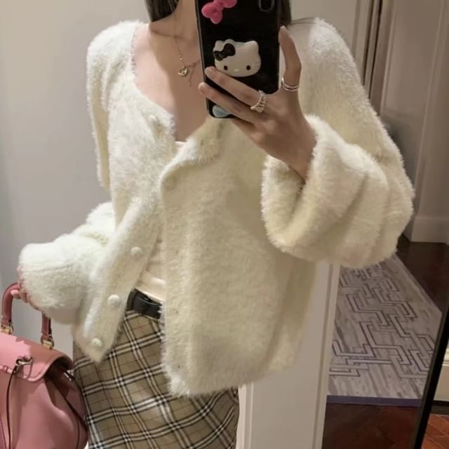 Ukiyo-Plain Fluffy Cardigan