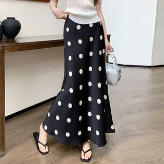 Juuri-High Rise Dotted Maxi A-Line Skirt