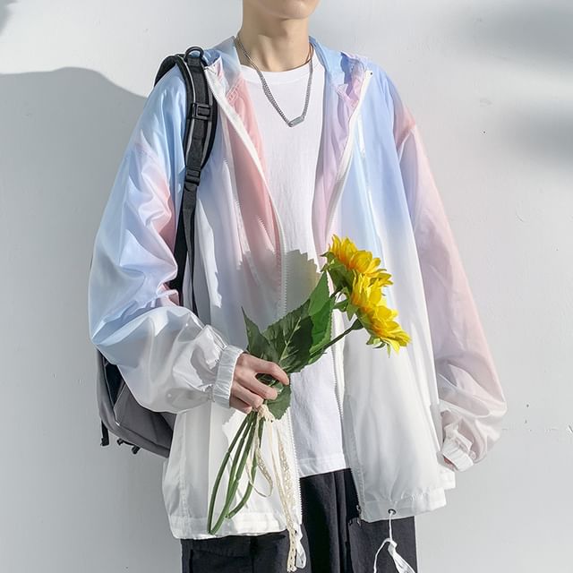 WidoWilder-Gradient Hood Zip Windbreaker