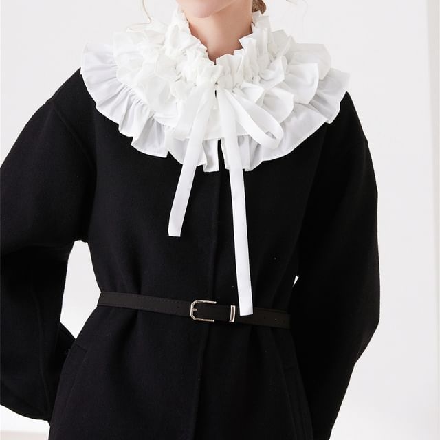 MIOW-Plain Ruffle Tie-Up Decorative Collar