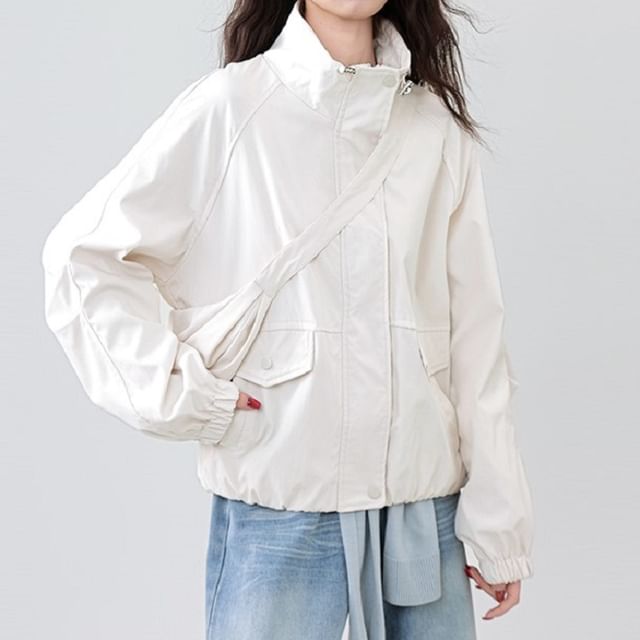 Cossita-Set Plain Zip Jacket Crossbody Bag