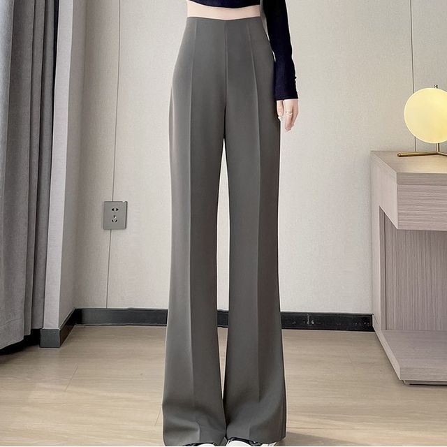 Shinsei-High Waist Plain Flared Pants Various Designs