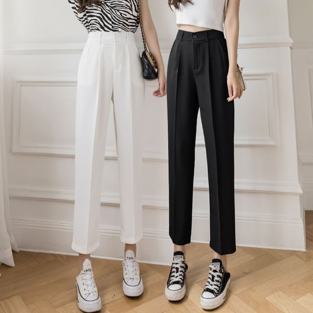 High-Waist Cropped Straight Leg Dress Pants High-Waist Cropped Straight Leg Dress Pants