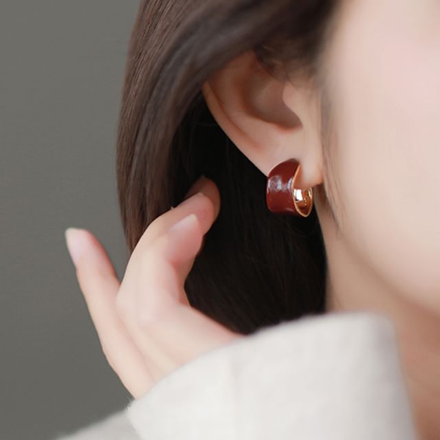 pexrl jewelry-Glaze Alloy Huggie Earring