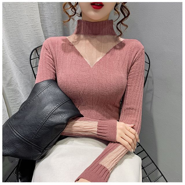 Everose-Turtleneck Knit Top