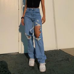Distressed Wide Leg Jeans 